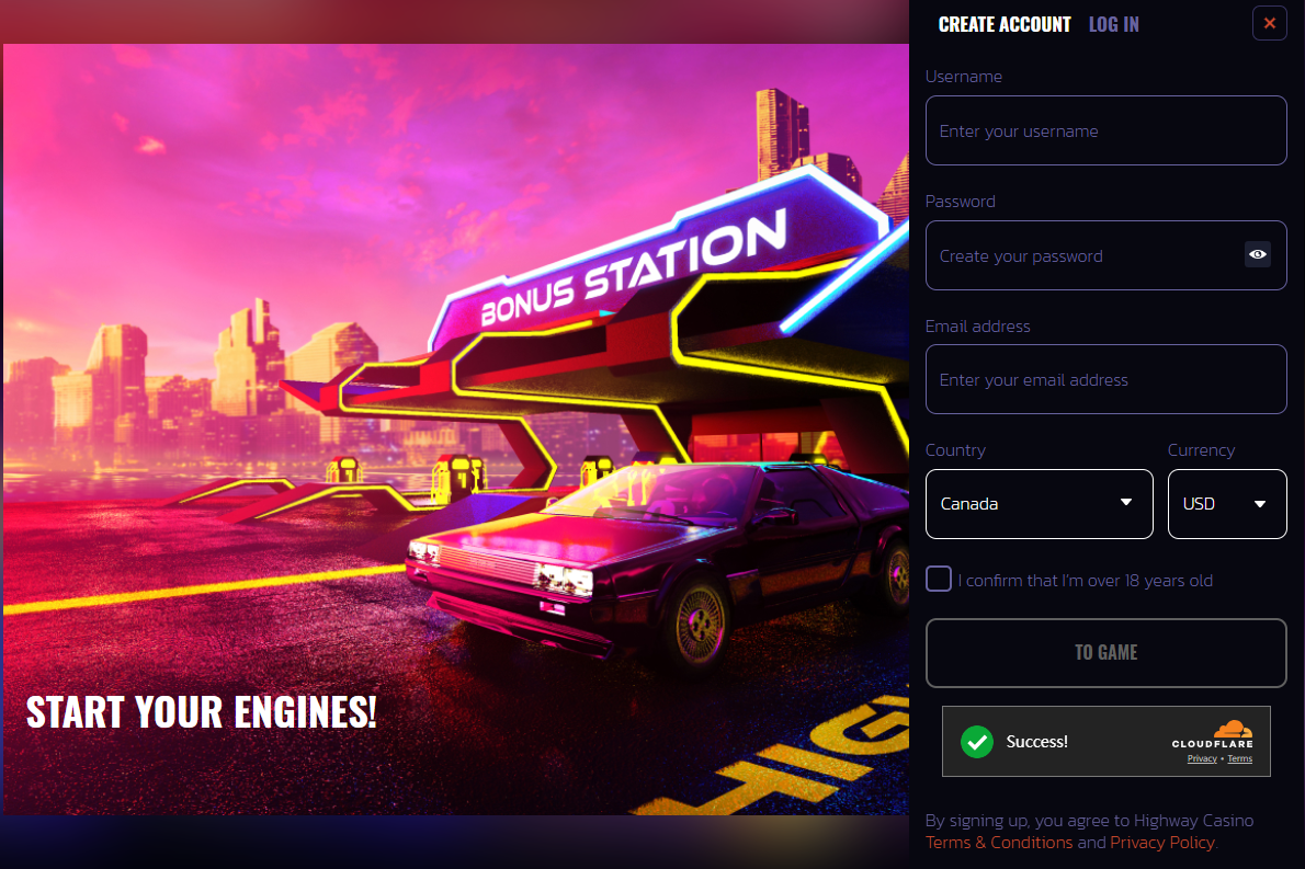 Highway Casino sign up